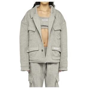 My Mum Made It Quilted Pocket Jacket Grey Women's One Size